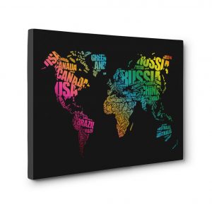 World Map Word Cloud Canvas Print