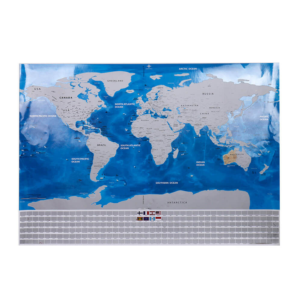 Silver Scratch Map With Flags and US States