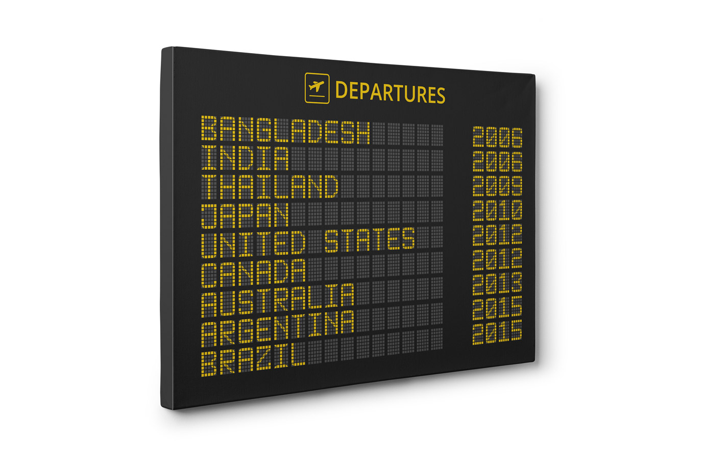 Custom Airport Departure Board Canvas Print