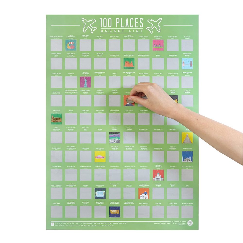 100 Places Scratch Off Bucket List Poster