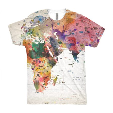 Watercolor World Map T-Shirt