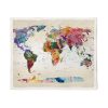 Watercolor World Map Sherpa Blanket
