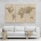 Brown Detailed World Map 3 Panel Canvas Set