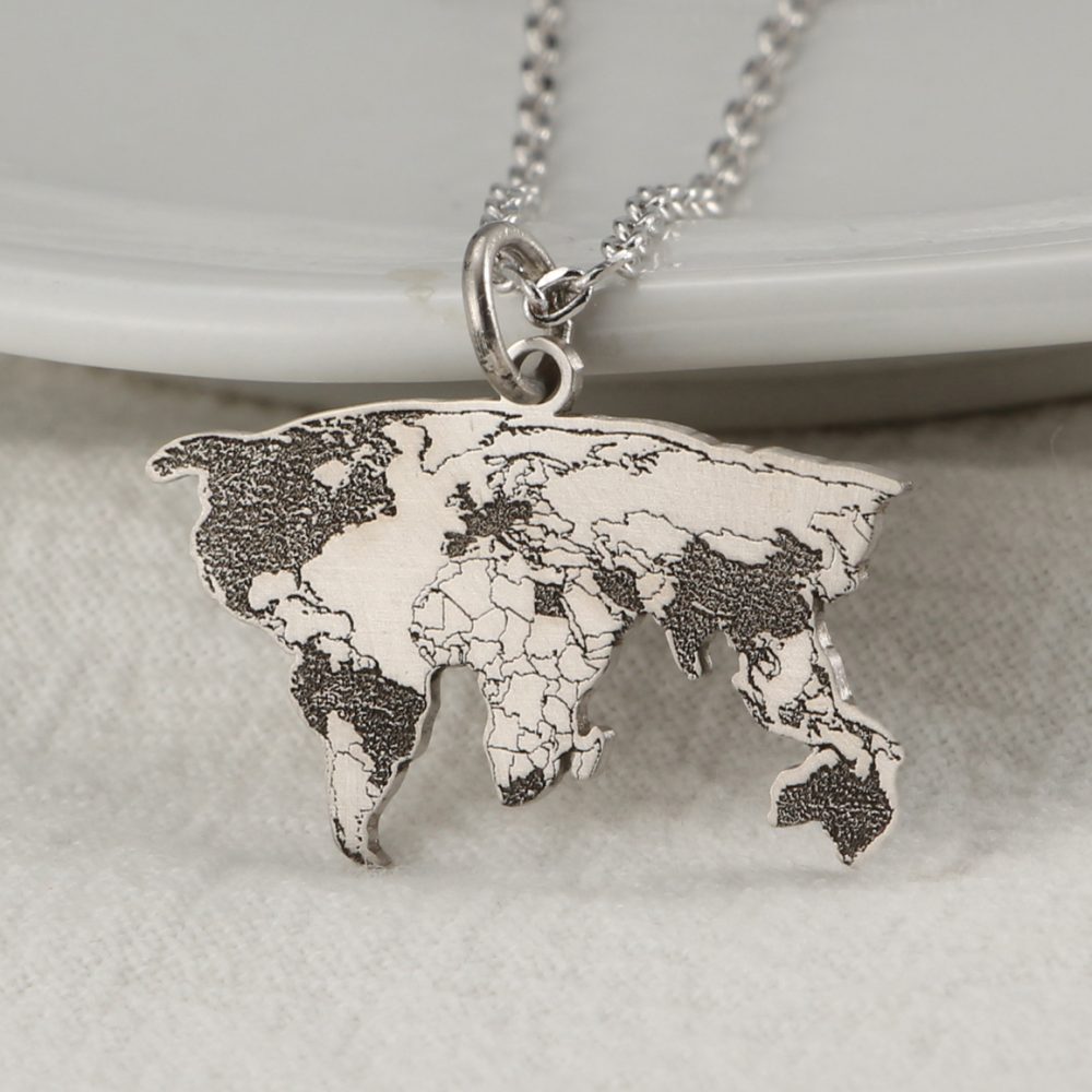 Personalized Visited Countries World Map Necklace