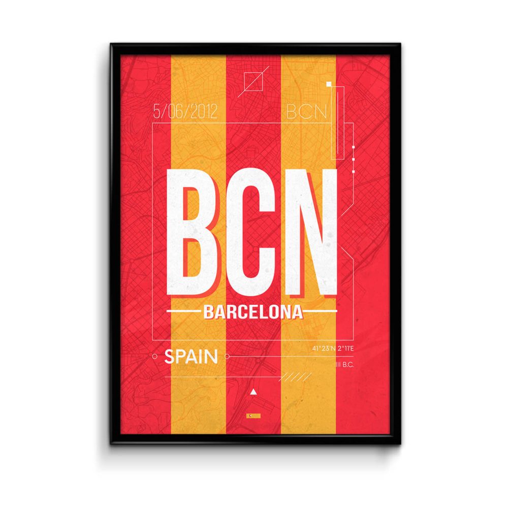 Barcelona Airport Code BCR Poster