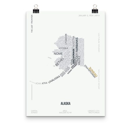Alaska Typography Map Poster