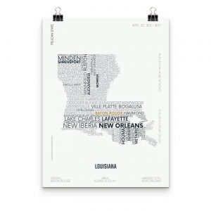 Louisiana Typography Map Poster