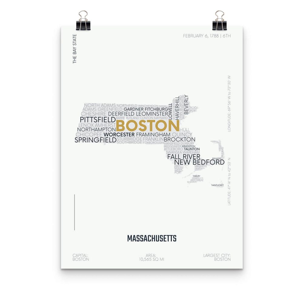 Massachusetts Typography Map Poster
