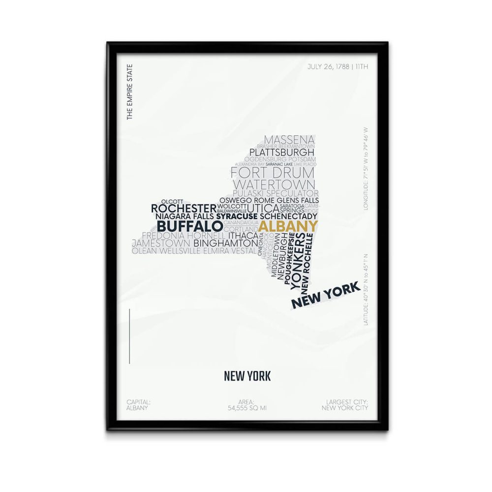 New York Typography Map Poster