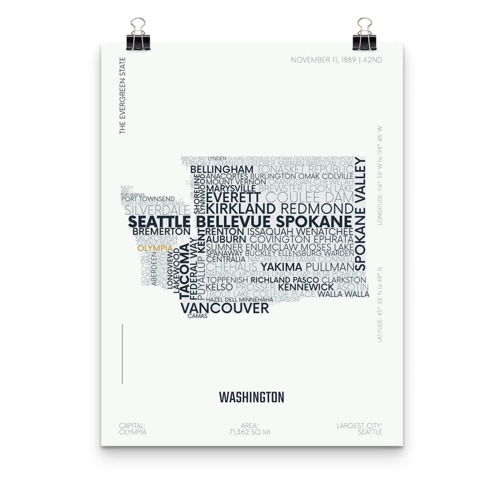 Washington Typography Map Poster