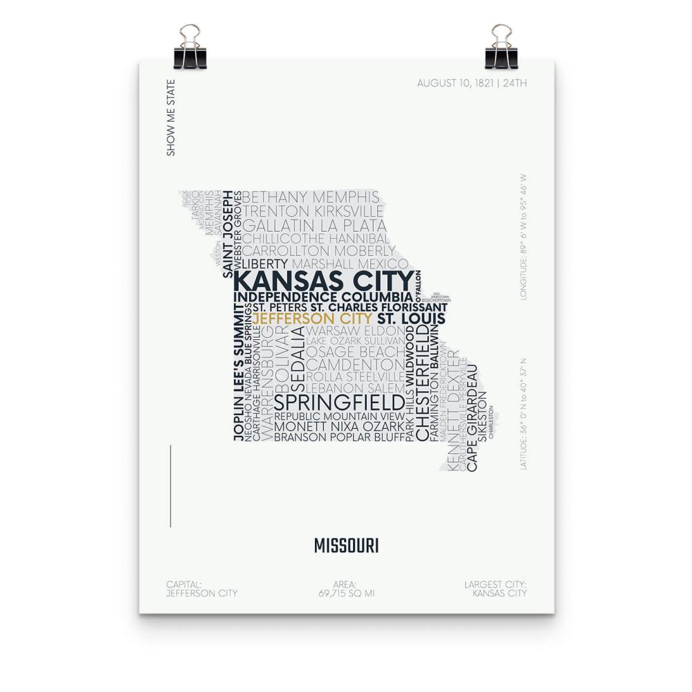 Missouri Typography Map Poster