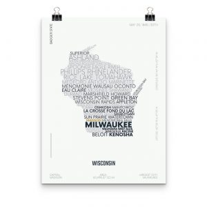 Wisconsin Typography Map Poster