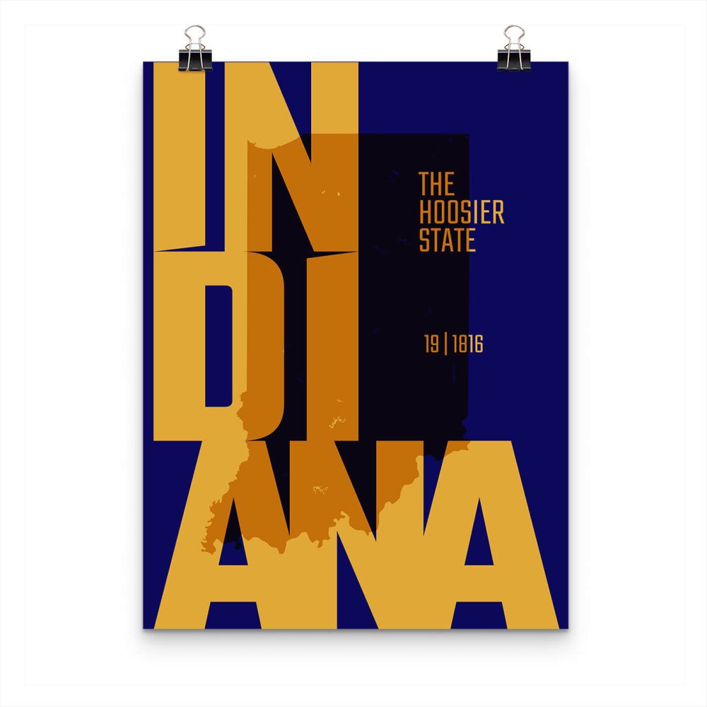 Indiana State Typography Poster