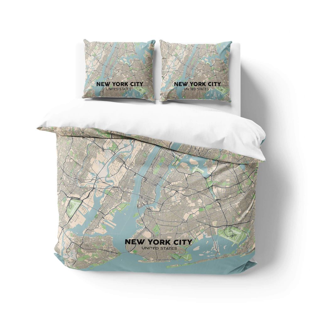 Custom City Street Map Bedding Set